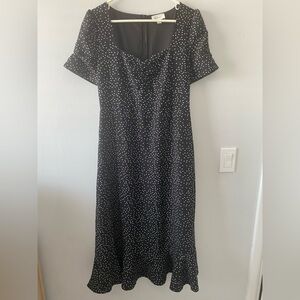 Bohme Black and White Polka Dot Midi Dress Size Large